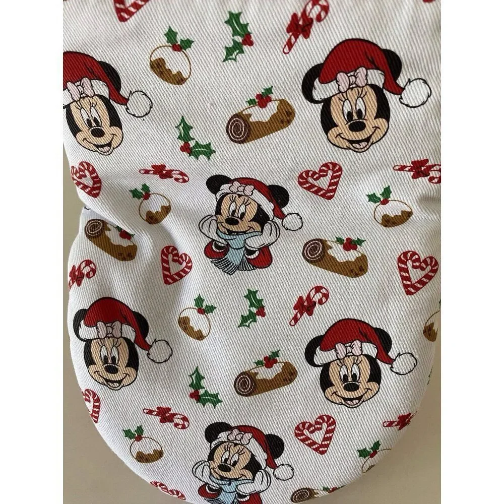 2 Pk Disney Minnie‎ Mouse Mini Oven Mitts Christmas Holiday Yule Log Candy Canes